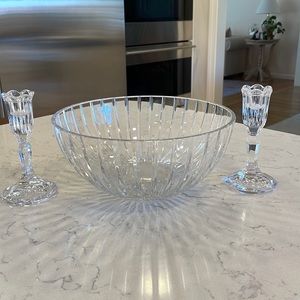 Mikasa crystal Bowl and candle holders